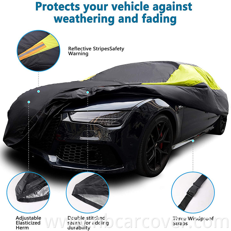 Foldable hatchback universal size customized logo 4 layer waterproof aluminum foil car cover